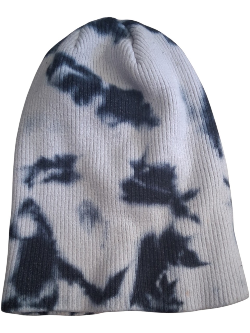 Mudd White and Navy Tie-Dye Knit Beanie